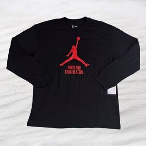 Nike Portland Trail Blazers Essential NBA Long-Sleeve T-Shirt Black Red L NWT